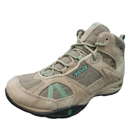 Teva Hiking Waterproof 1003467 Womans Tan‎ Teal Boot Sneaker Shoes Size 7.5 - Picture 1 of 13
